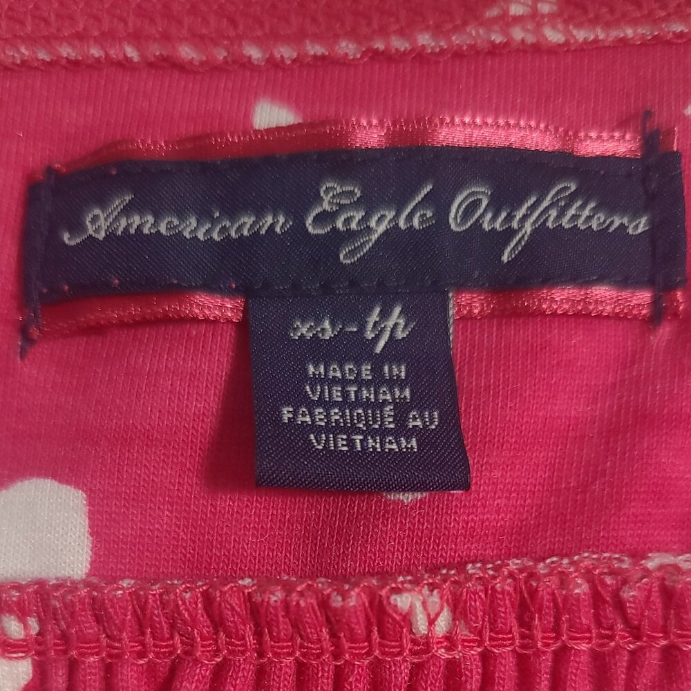 American Eagle Hot Pink/White Floral Sundress XS Adjustable Straps Smocked Back - Picture 8 of 9